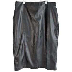 Dynamite Women's Large Black Stretch Faux Leather Midi‎ Pencil Skirt